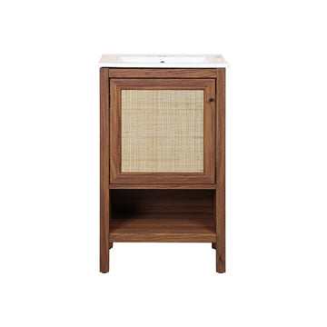Jasper Rattan Modern Coastal 2-Shelf Bath Vanity Cabinet Only (Sink Basin Not Included) - JONATHAN Y